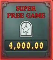 老虎機超級免費遊戲獎勵圖示，顯示SUPER FREE GAME與4000獎勵數值